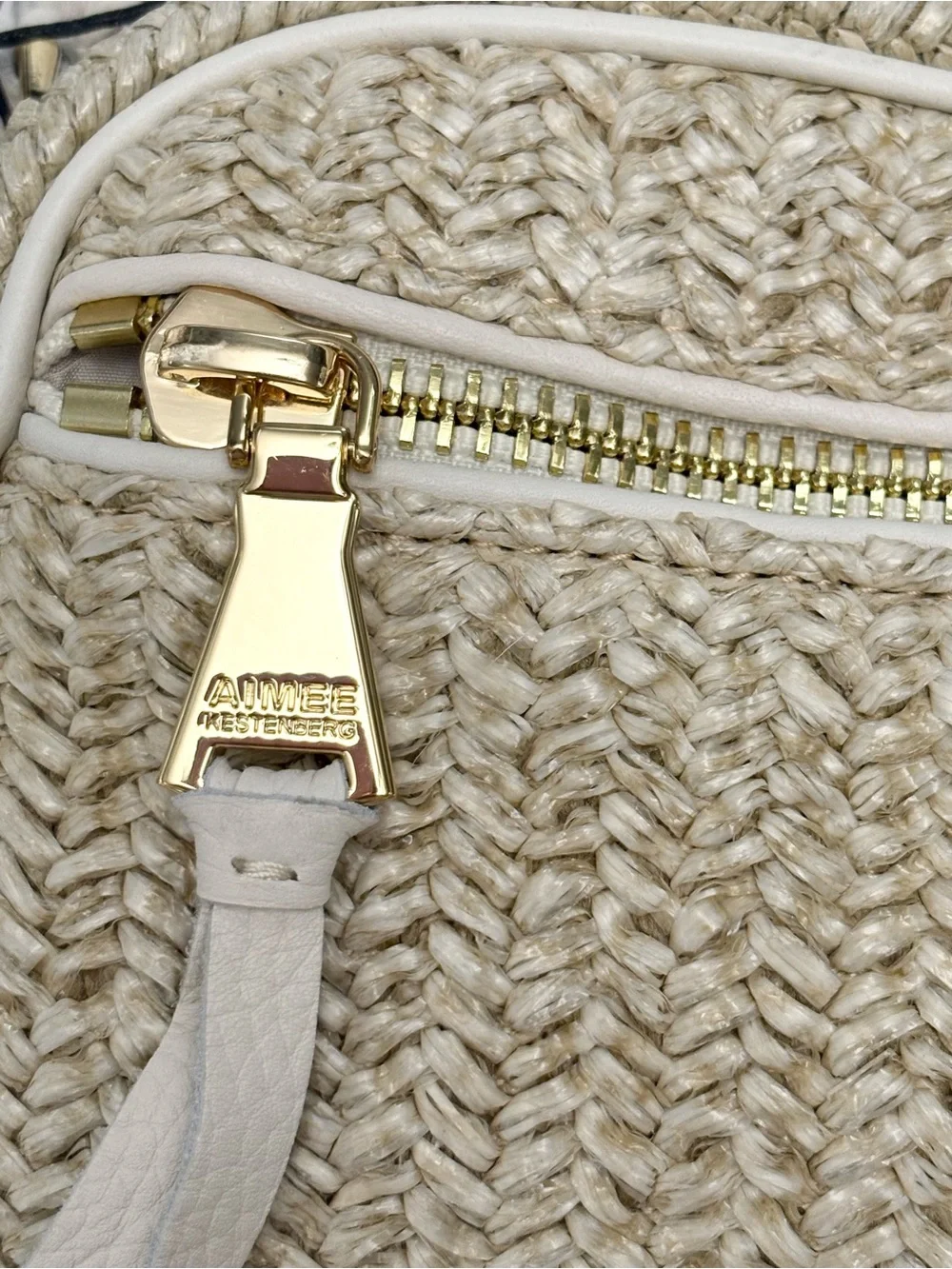 AIMEE KESTENBERG Berlin Leather Crossbody Bag In Straw W/vanilla